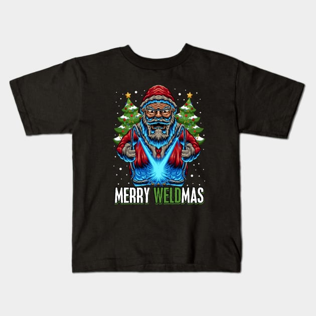 Merry Weldmas - Christmas Welder Kids T-Shirt by BDAZ